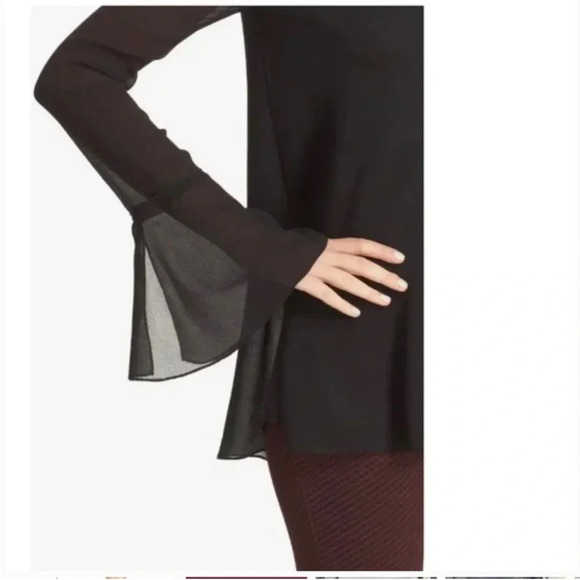 NWT Theory Lexanda C Idol Bell-Sleeve Peplum Top, Black size Large - Picture 5 of 11